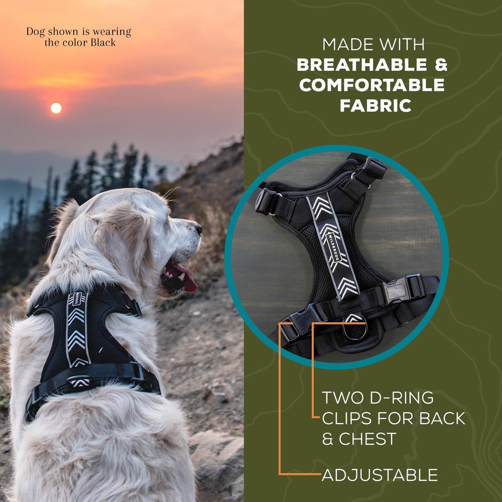 Lightweight Dog Harness with Reflective Straps - Large - Black