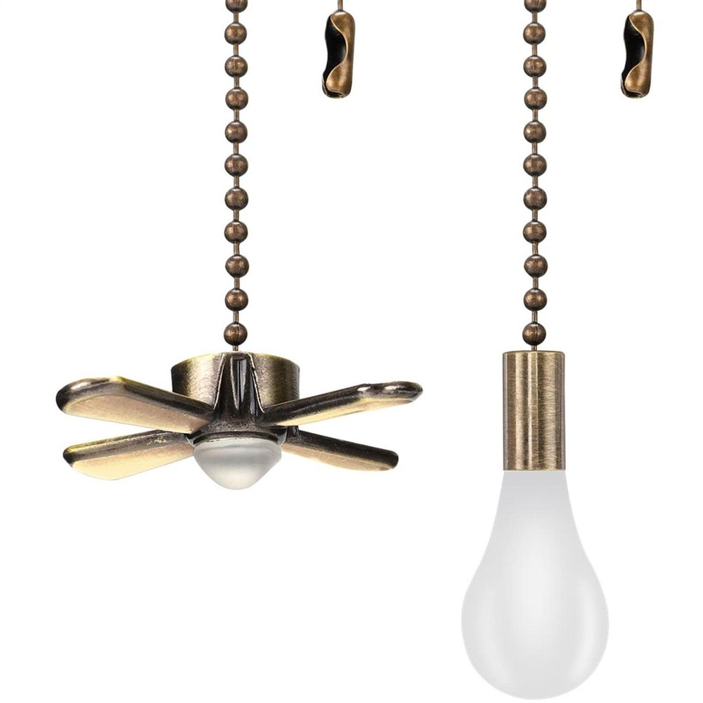 2X Ceiling Fan Pulls Lamp Metal Fan Chain Extender Retro Ceiling Fan Chain Pulls