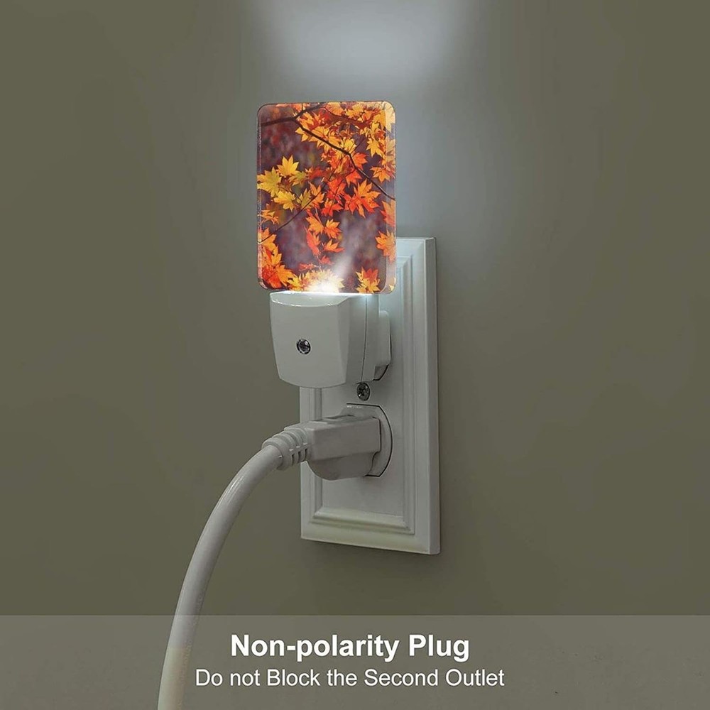 Autumn Maple Leaves Fall Night Light Set of 2 Auto Sensor US,