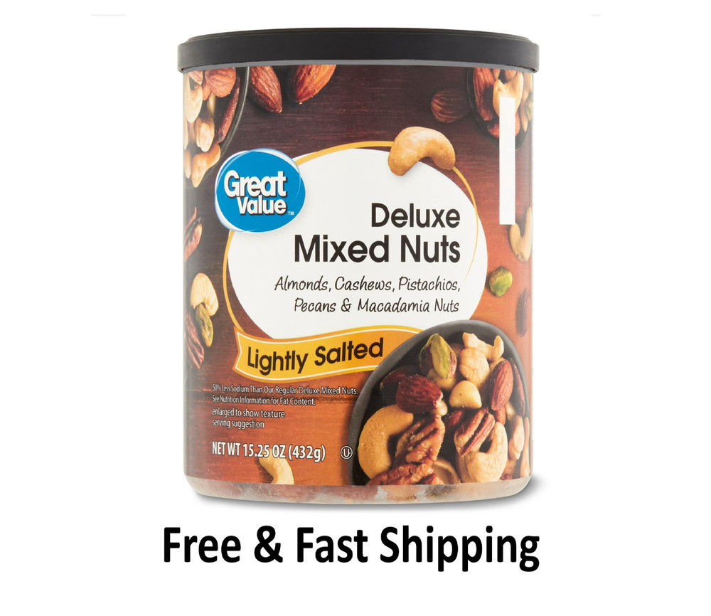 Great Value Lightly Salted, Deluxe Mixed Nuts, 15.25 oz