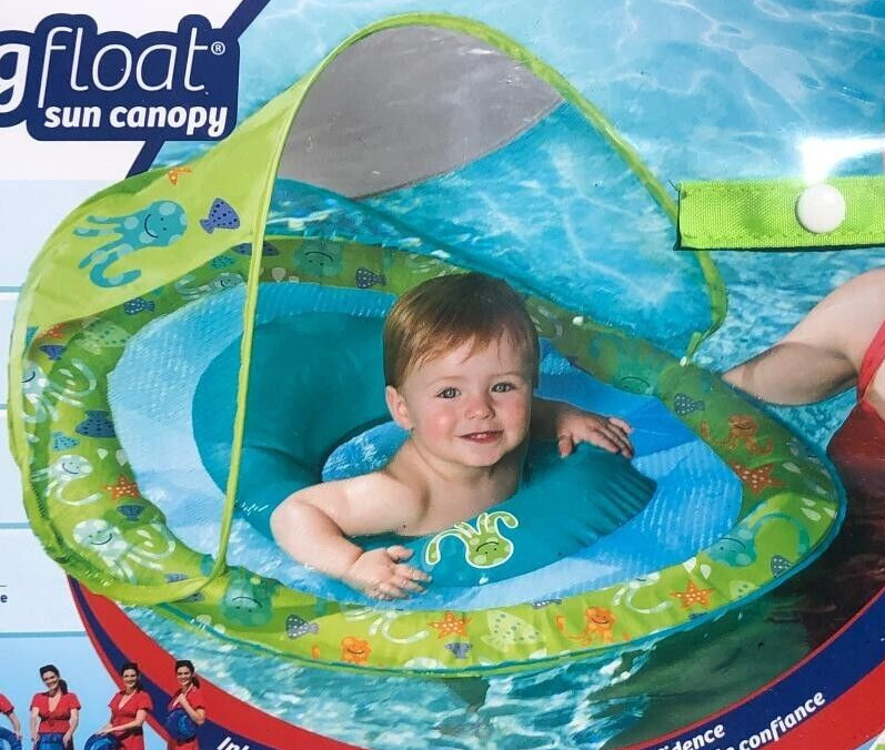 SwimWays Baby Spring Float Sun Canopy Ages 9-24 Months Octopus Green