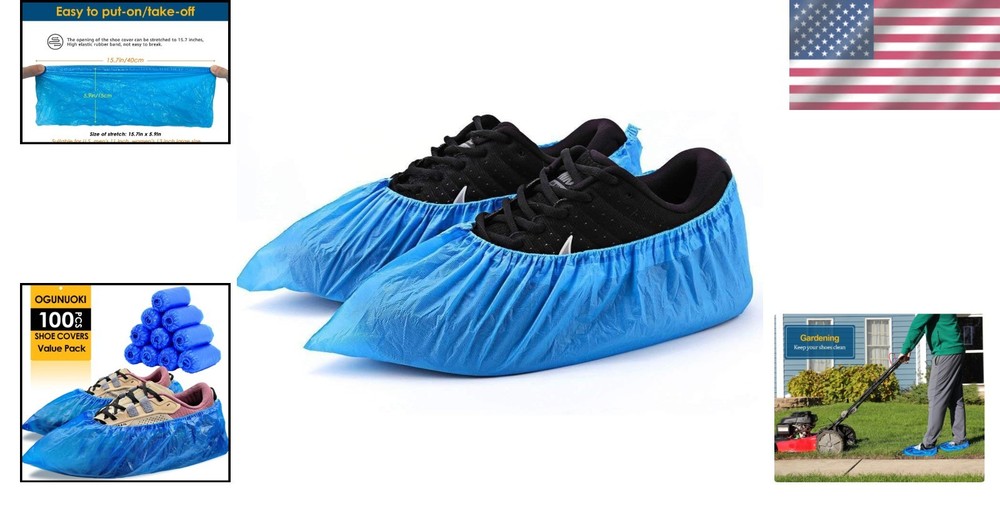 Black 100 Pack Non-Slip Disposable Shoe Covers Boot Protector Booties