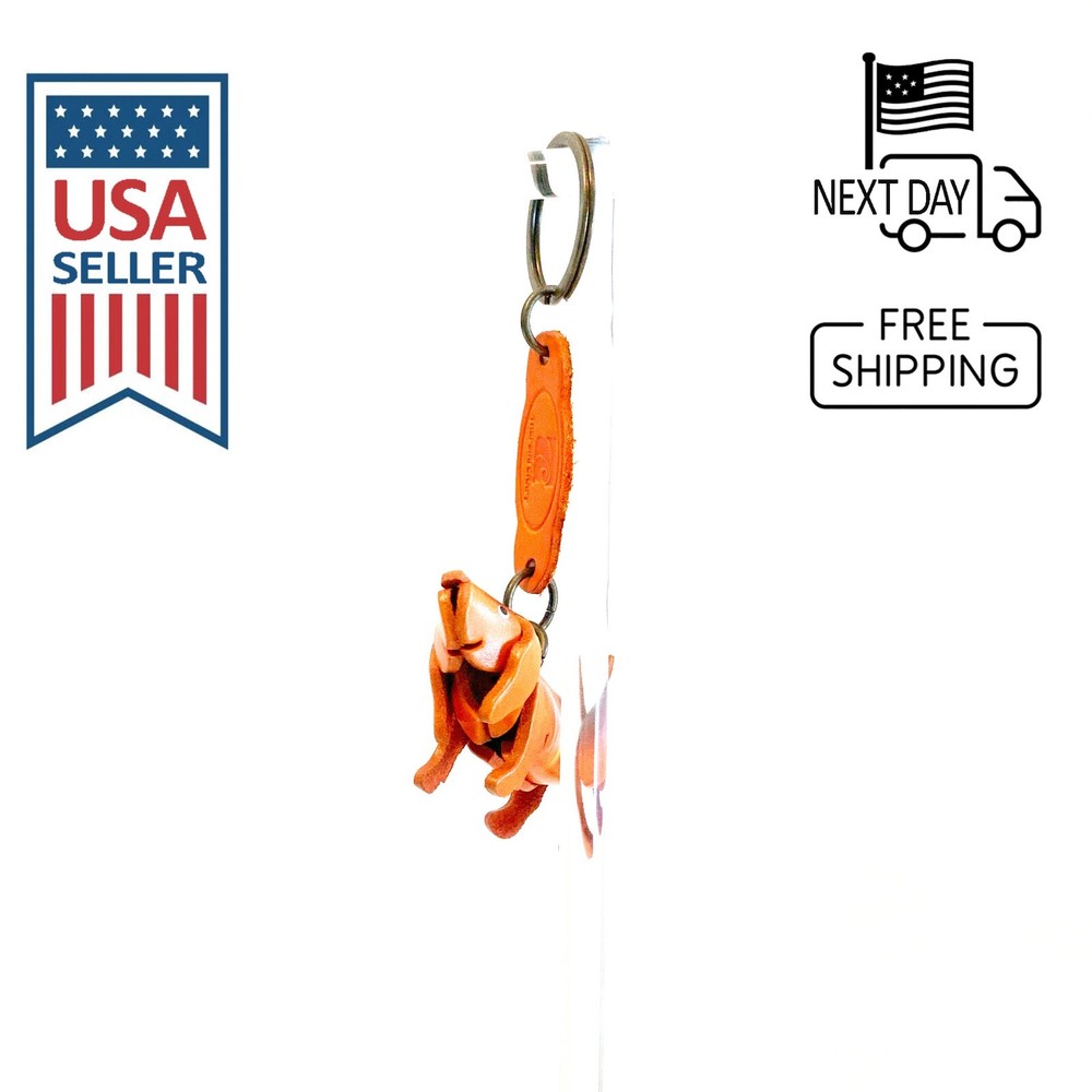 Basset Hound Handmade Leather Keyring