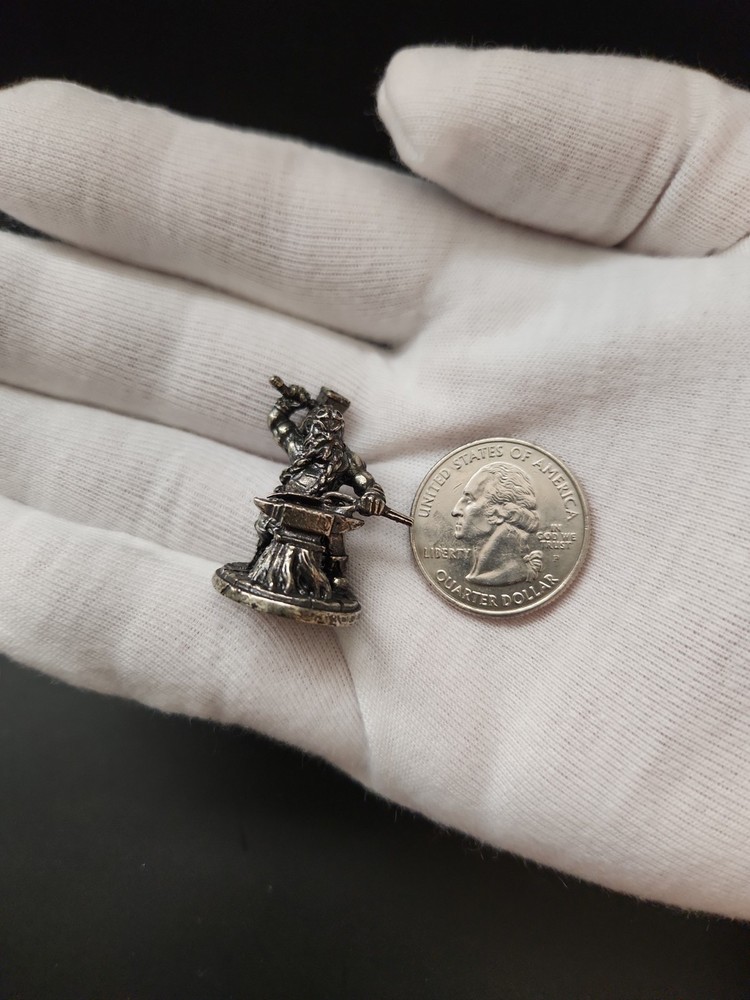 Solid Metal Dwarf Blacksmith Miniature Figure, Heavy and Sturdy
