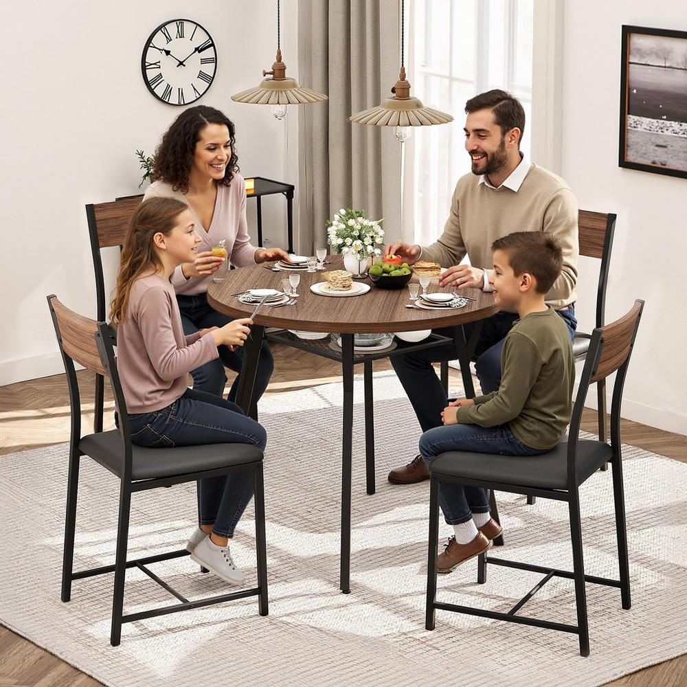Pamapic Round Dining Table Set for 4, Kitchen Table and Chairs for 4, Dining ...