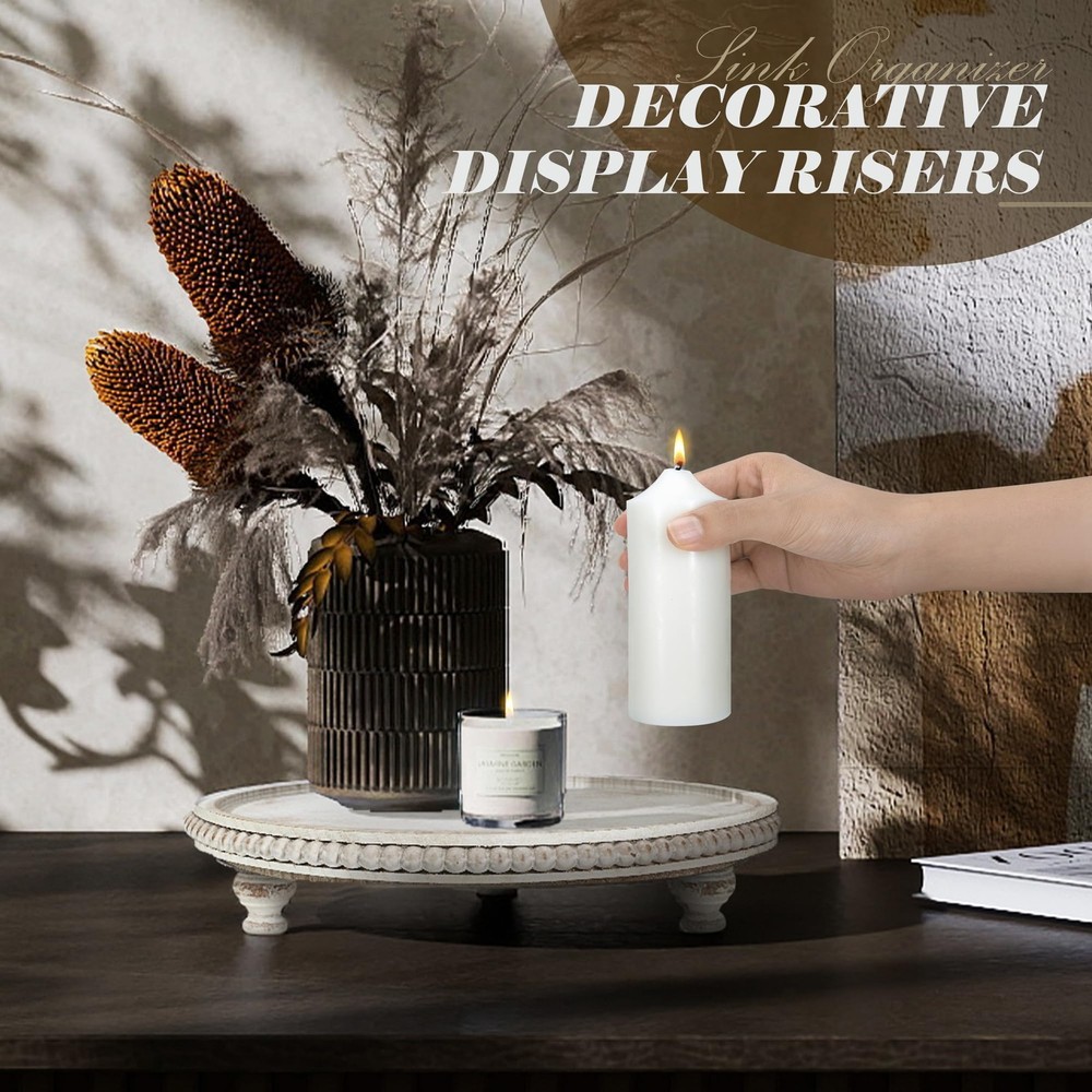 EOSAHR Rustic Beaded Pine Wooden Display Riser - Wood Risers for Display Decorat
