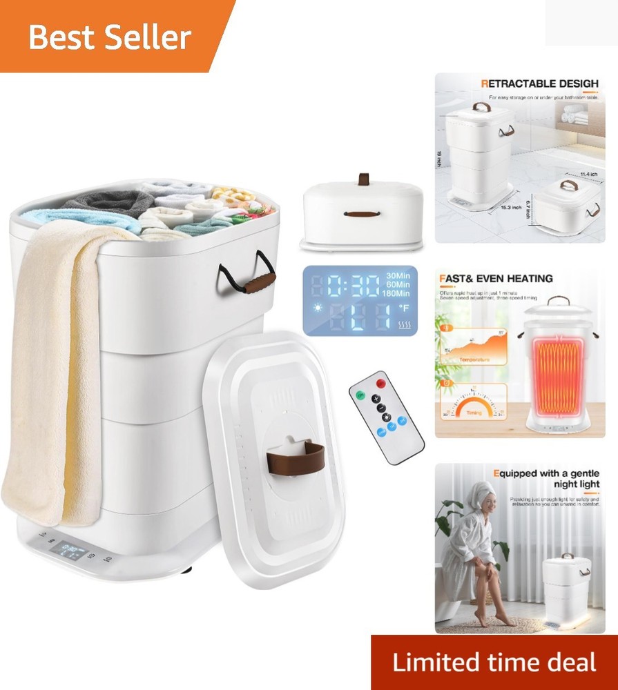Compact 27L Towel Warmer for Bathroom - LCD Display & Auto Shut-Off Safety