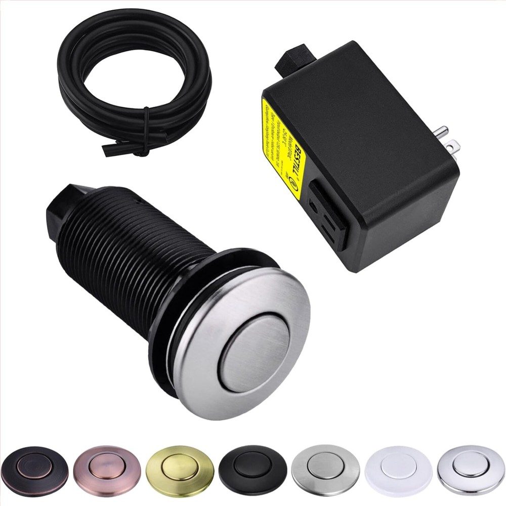 Garbage Disposal Air Switch Kit with Solid Brass Cover - Easy Setup