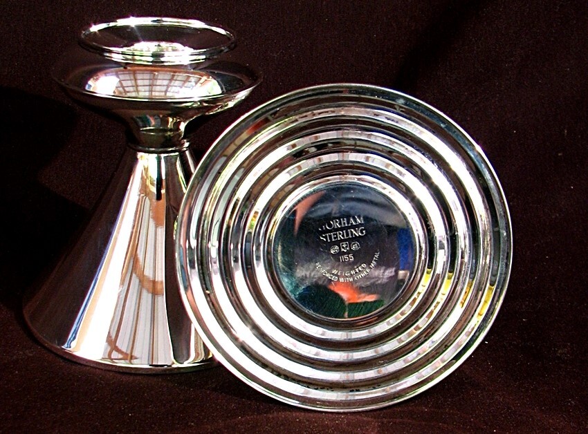 MCM GORHAM STERLING SILVER CANDLE HOLDERS DANISH MODERN c.1960