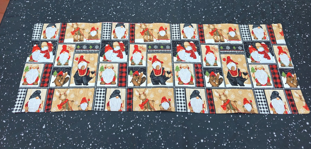 Handmade Quilted Table Runner Christmas Gnomes Snowman patchwork Moose beaver