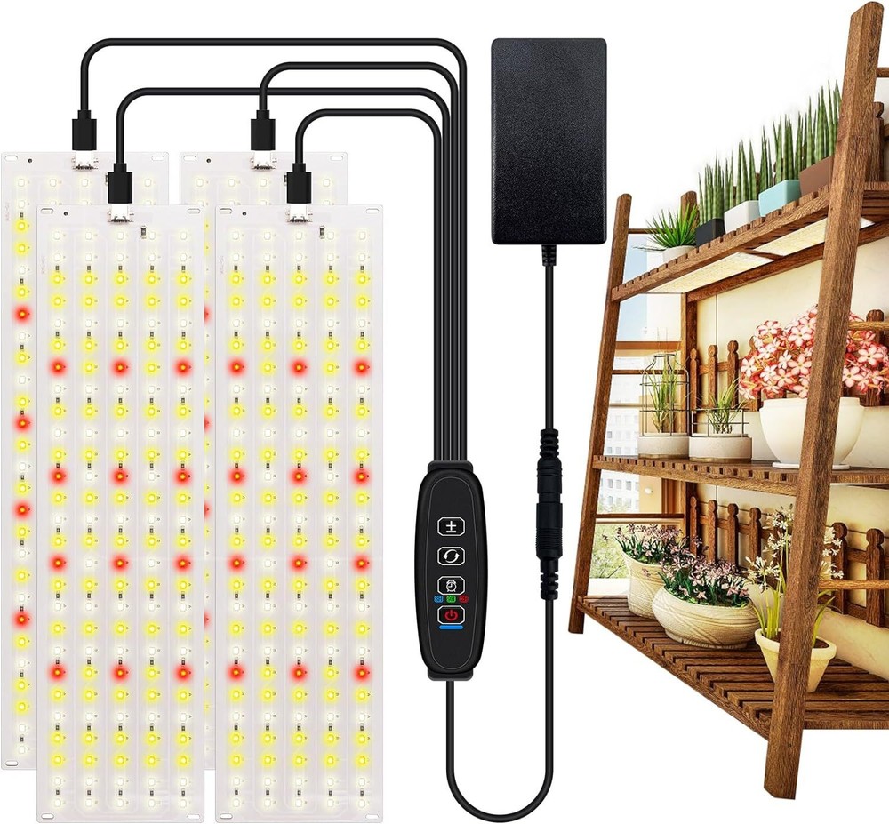 33W 4 PCS Ultra-Thin Panel Grow Lights for Indoor Plants w/ Timer & Dimmable