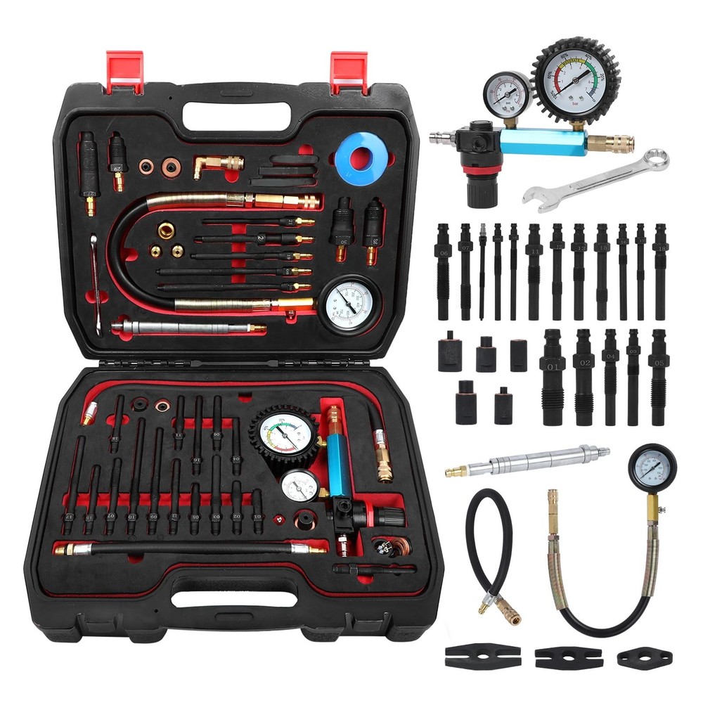 46PCS Compression and Leakage Test Kit Petrol & Diesel Compression Tester Kit...