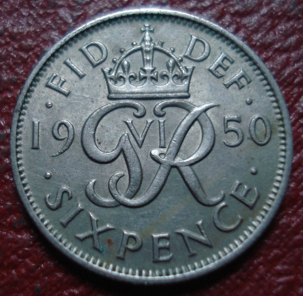 1950 BRITISH SIX PENCE IN VF-EF CONDITION