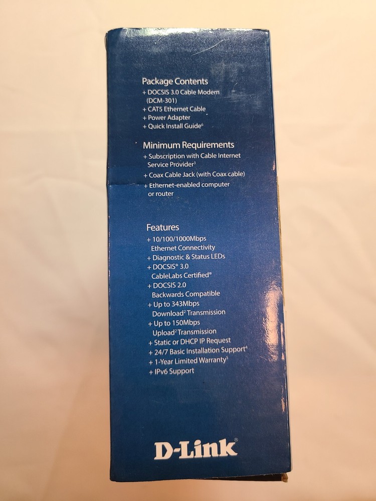 D-Link DOCSIS 3.0 Cable Modem (DCM-301) New in Box