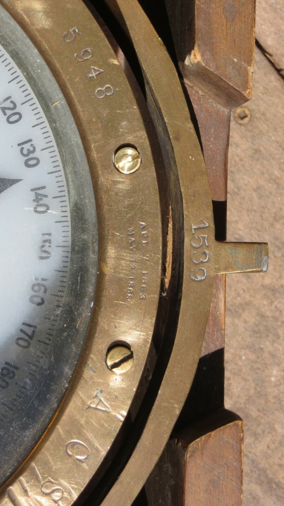 Early Vintage E.S. Ritchie Nautical Gimbal Directional Compass Solid Brass BOX