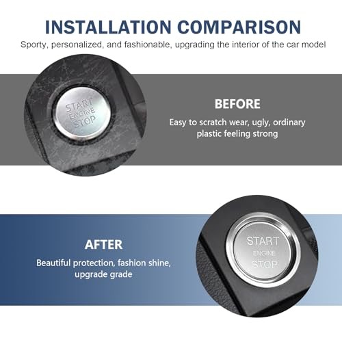 Car Engine Start Stop Push Botton Cover, Aluminum Key Ignition Switch Silver
