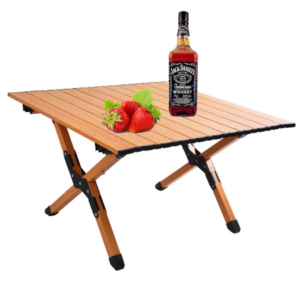 Outdoor Table Picnics Portable Picnic Table Rollable Aluminum Frame Folding