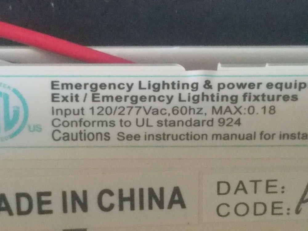 LED Emergency Exit Light Double Face Red Lettering 120/277V Damp Location