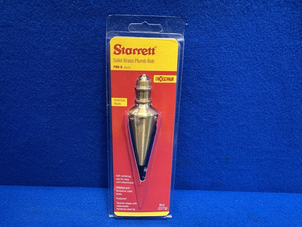 Starrett PBB-8 Plumb Bob Kit, Solid Brass, 8 oz.