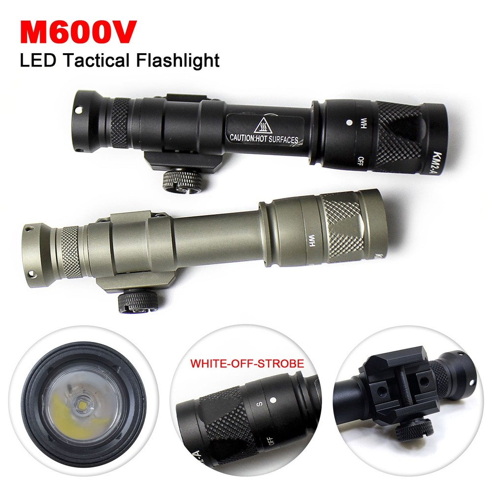 For M600V Weaponlight LED Light Output Flashlight Constant & Strobe Torch Rail
