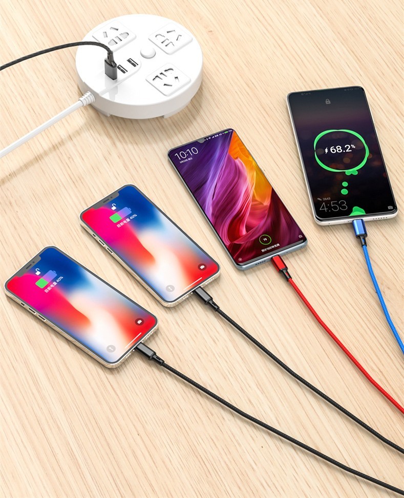 4 in 1 Multi USB Charging Cable Fast Charger Cord For iPhone/Type C/Micro USB