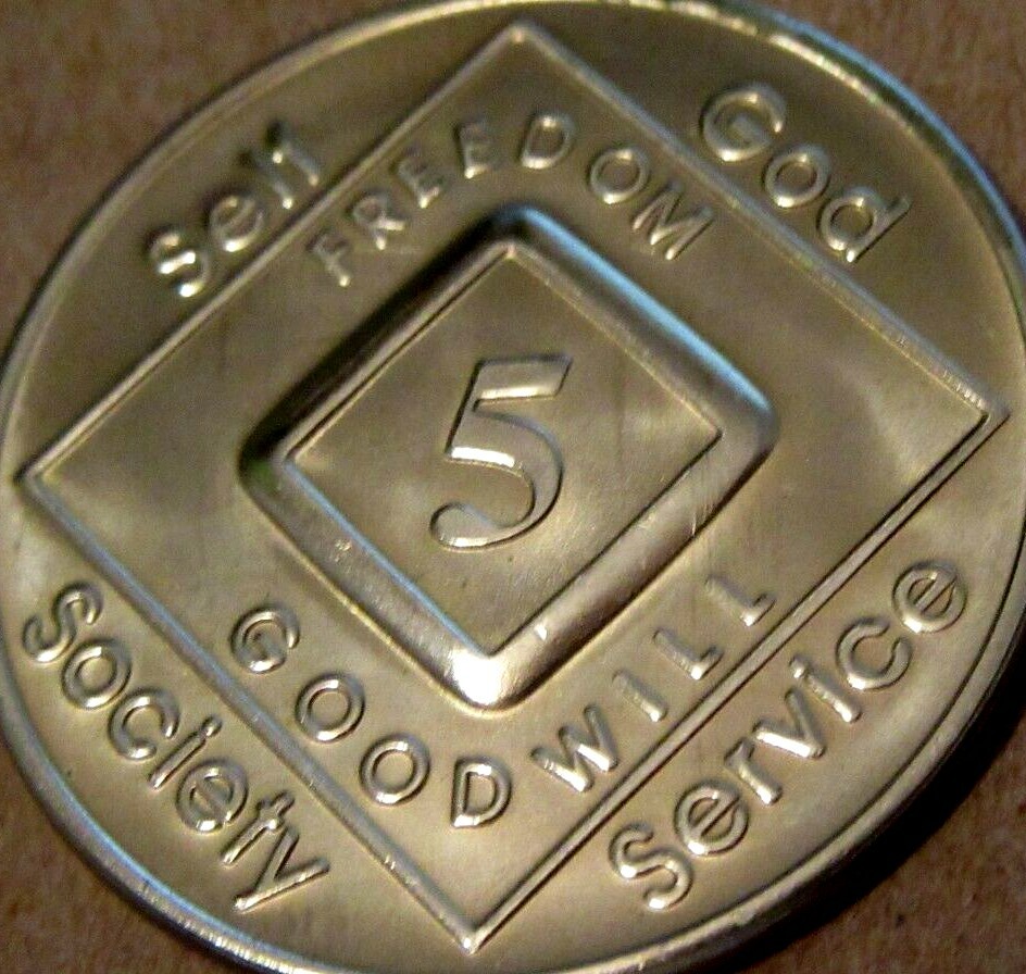 Narcotics Anonymous Medallion 5 year Bronze NA  Chip Token Clean