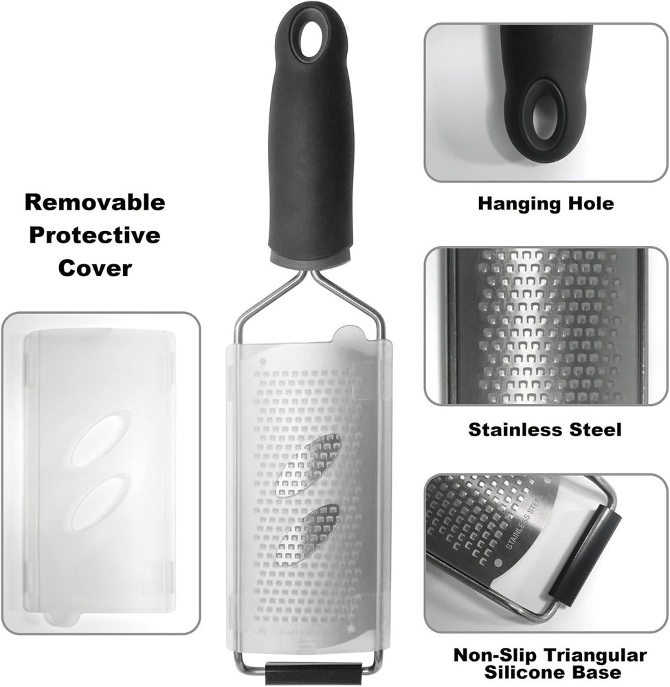 Stainless Steel Cheese Zester Grater with Handle, Handheld Kitchen Tool