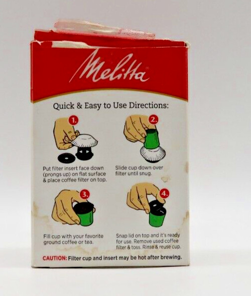 Melitta Coffee JavaJig Reusable Coffee Filter System 2 Reusable Cups Open Box