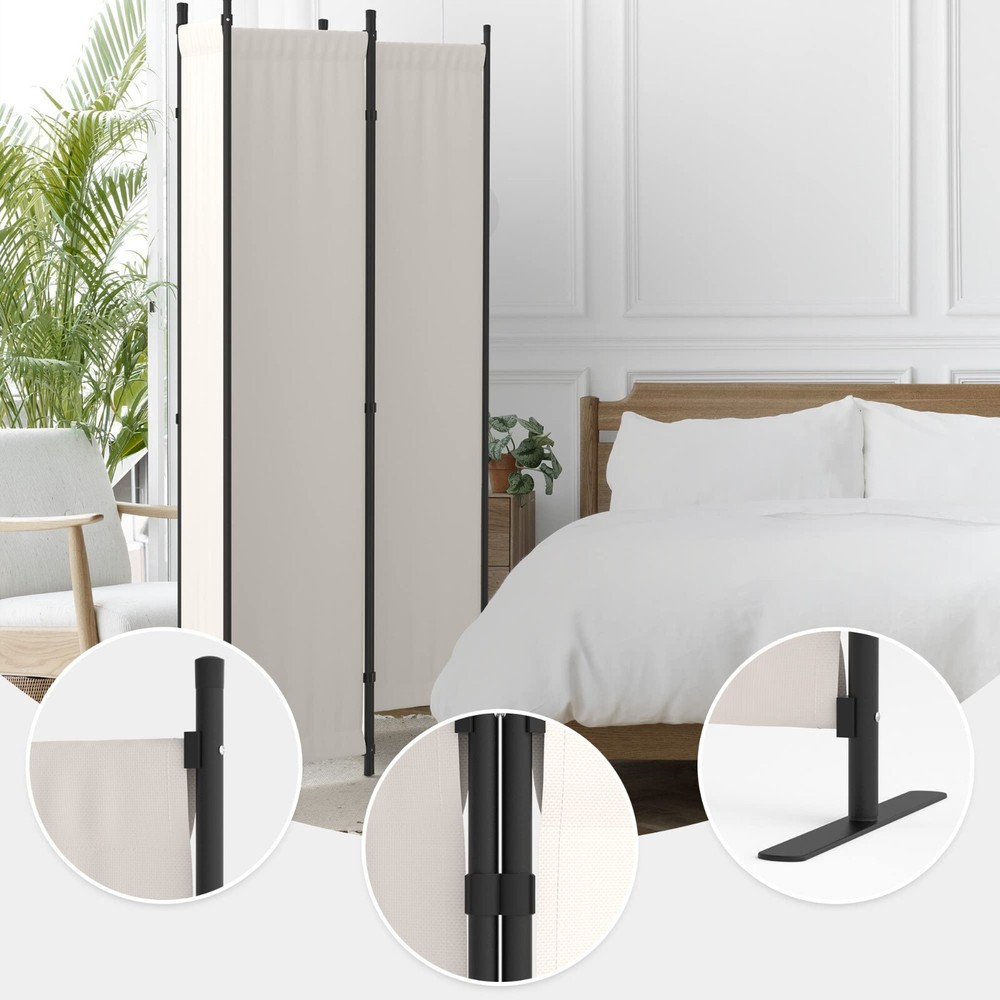 4 Panel Folding Privacy Screen 88" Room Divider Panel For Home Office Dorm Decor