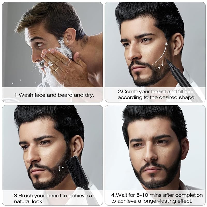 Beard Pencil Filler for Man Micro-Fork Tip Seamless Application black