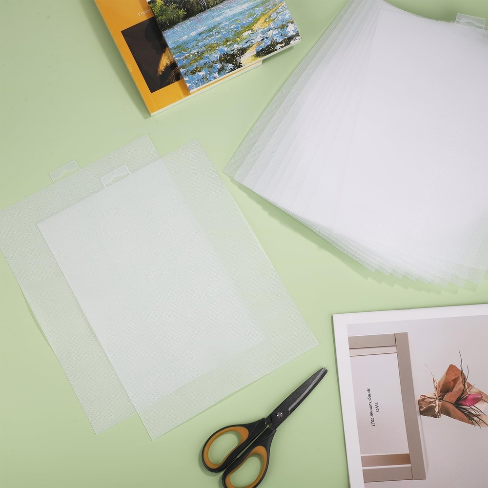18pcs Plastic Mesh Canvas Sheets 11x8.2in, 14 Count White Needlepoint Canvas ...