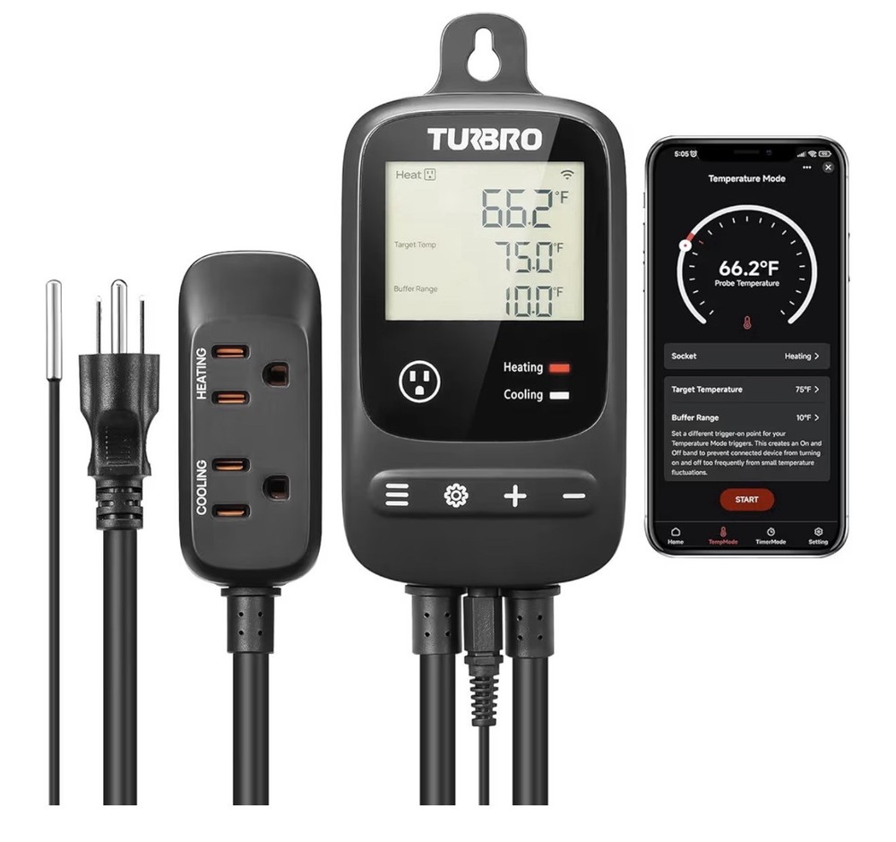 TURBRO Smart Temperature Controller Heating Cooling, WiFi-Enabled Thermostat
