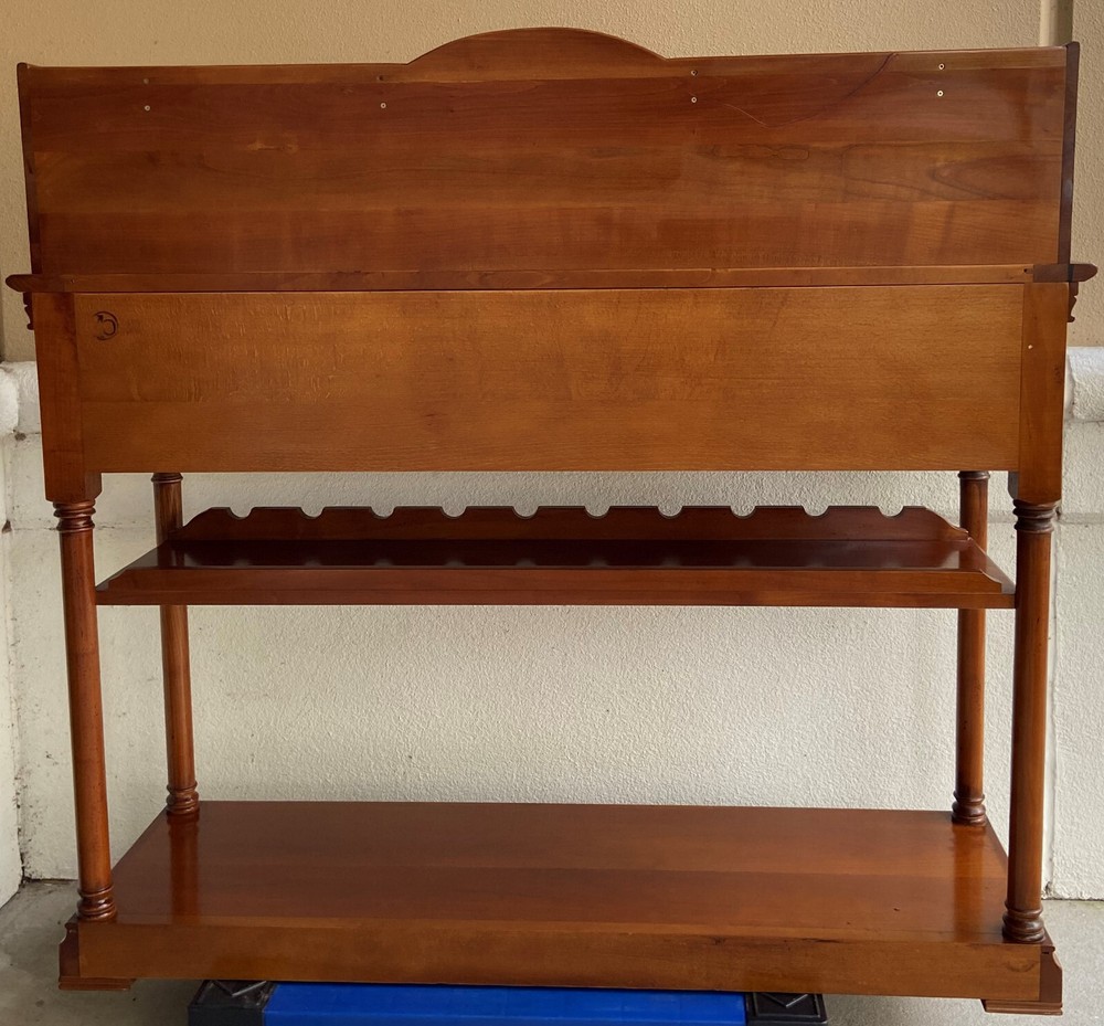 French Solid Cherry Wood Wine Bar, Server, Sideboard, Liquor Cabinet