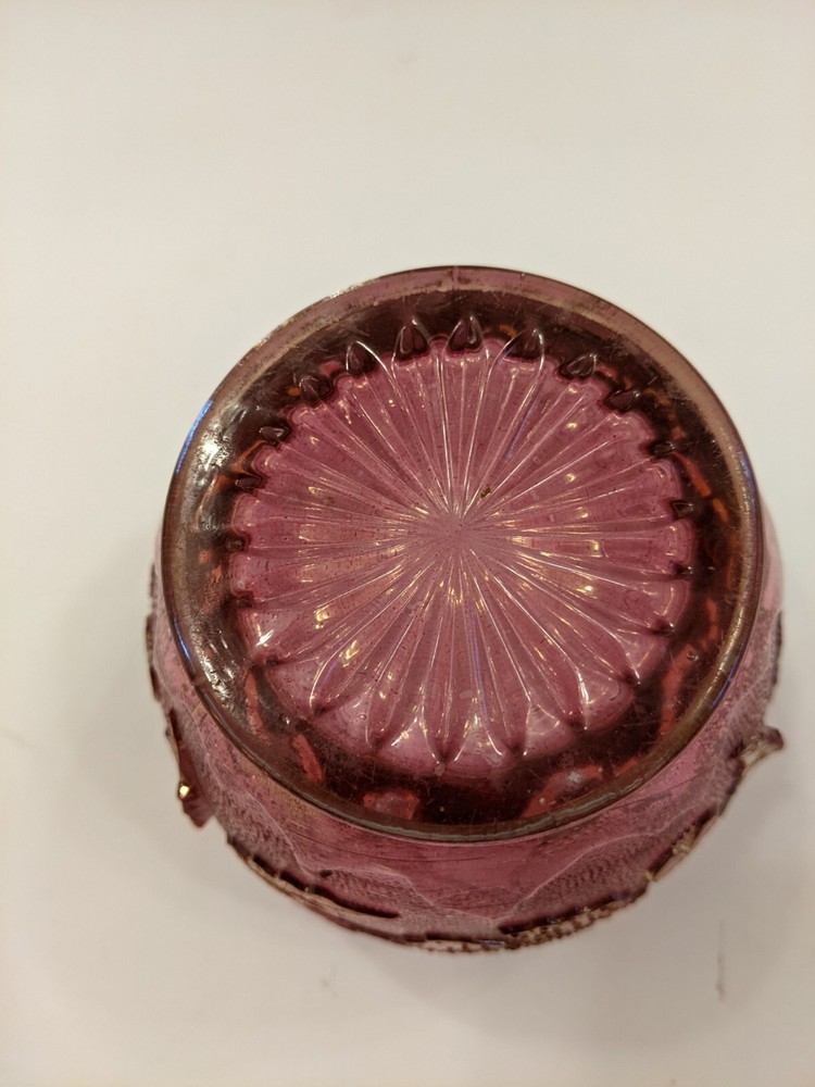 VTG U.S. Glass Co. Open Sugar Ruby Stain With Gold