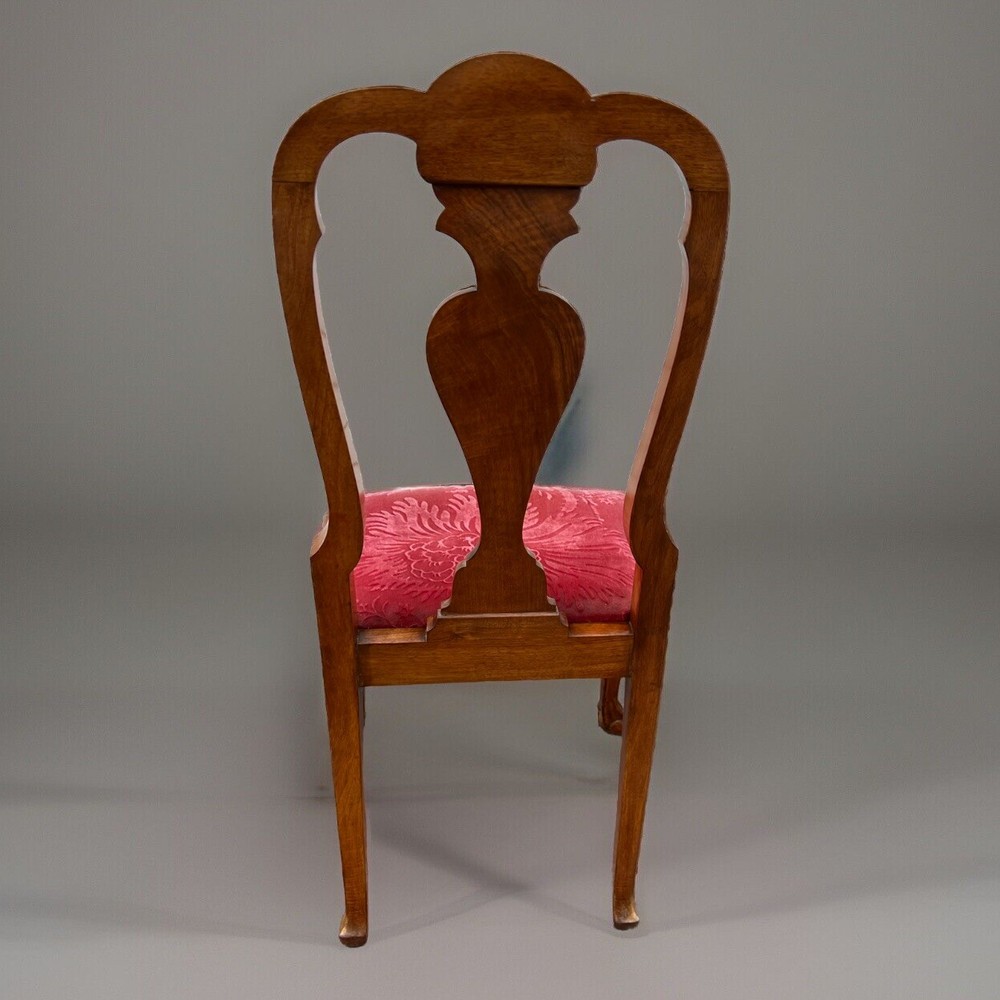 Pair Dutch Burr Walnut Carved Side Chairs, C 1870