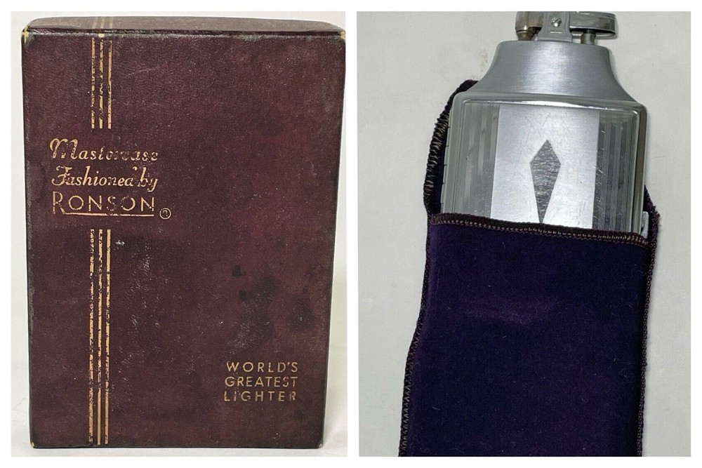 RONSON MASTERCASE CIGARETTE CASE AND LIGHTER - ORIGINAL BOX - CIRCA 1955