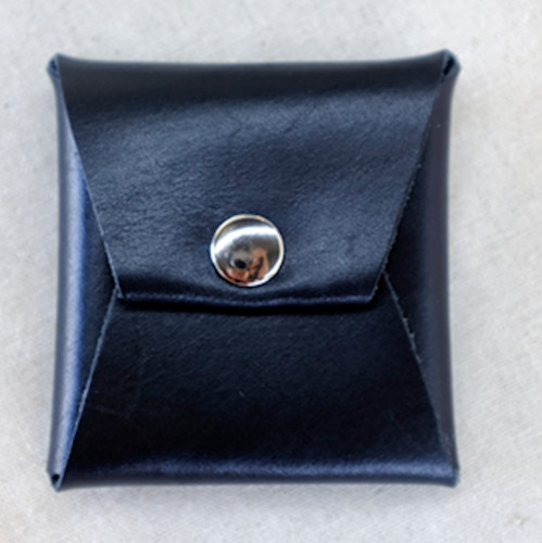Square Leather Coin Case - Black