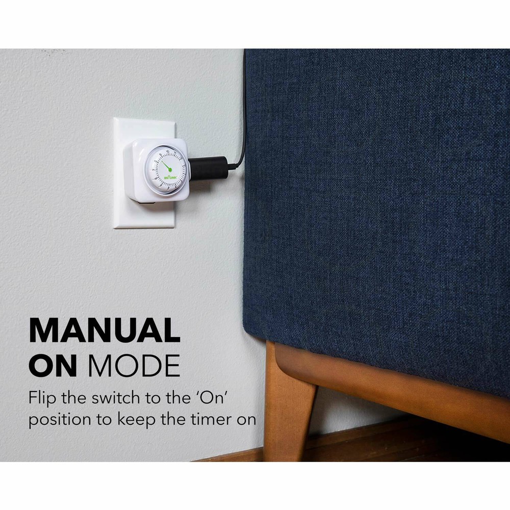 BN-LINK 12Hour Mechanical Countdown Grounded Timer 3 Prong Outlet Repeatable