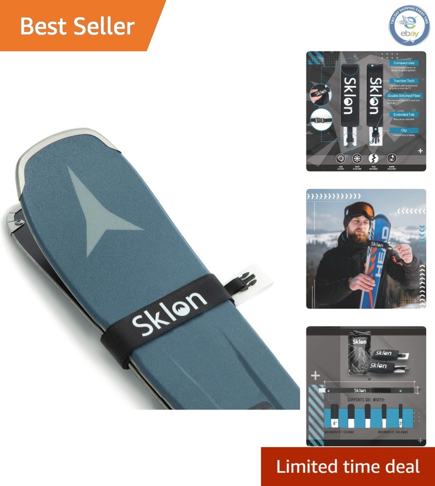 Versatile 2-Pack Ski Strap Fasteners - Durable Rubber Clips for Secure Transport