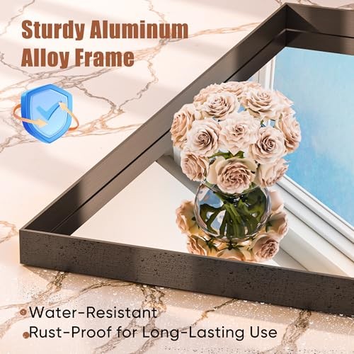 48"x32" Framed Bathroom Mirror, Large Rectangular 32"L x 48"W Black Modern