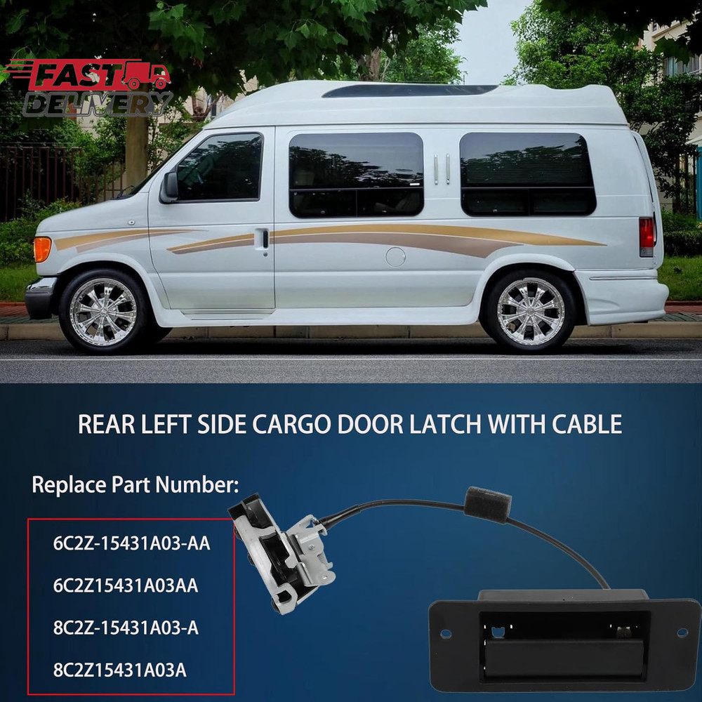 Left Driver Side Rear Cargo Door Latch with Handle Compatible with Ford E150 E25