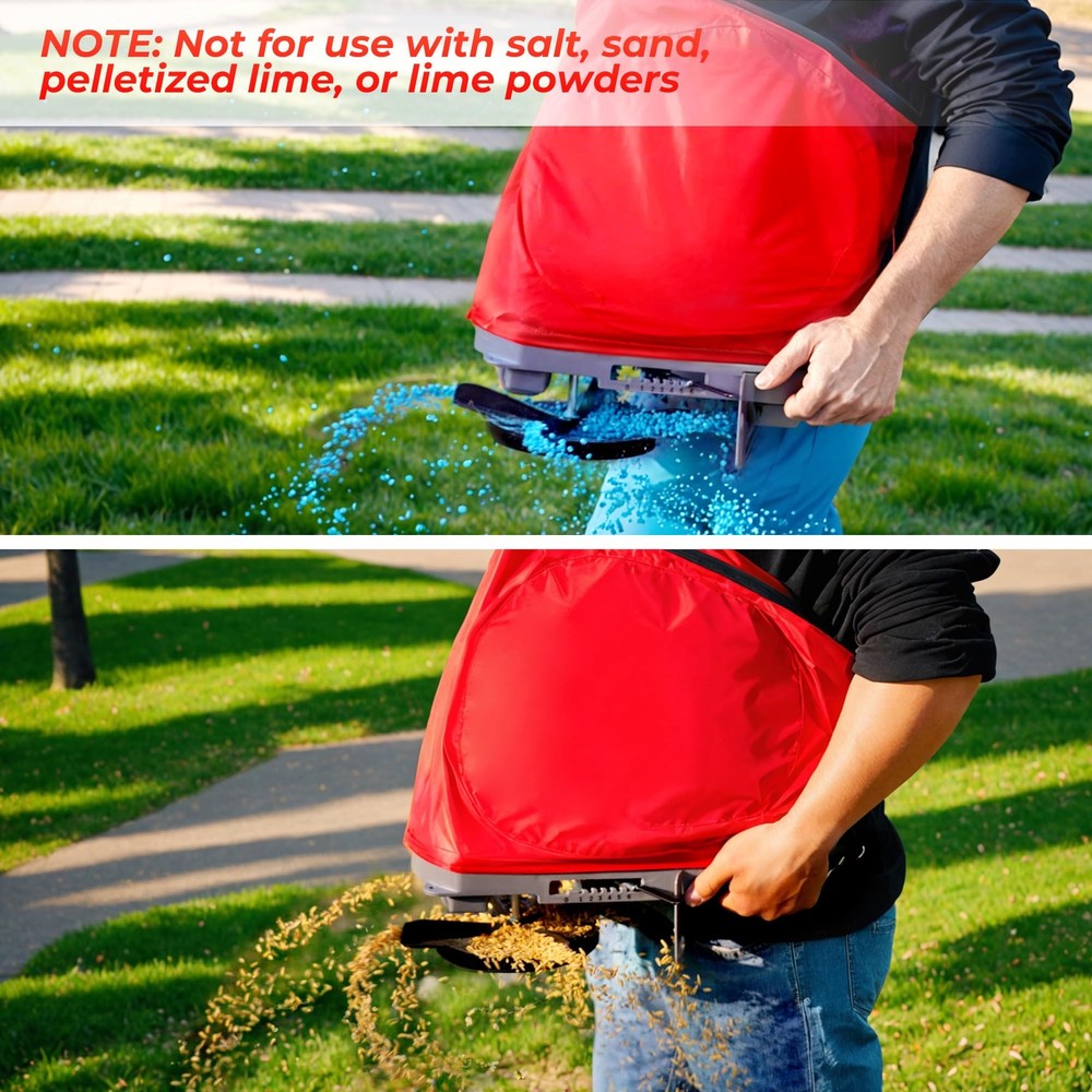 Walensee Handheld Seed Spreader with 25lb Bag, Frame Support, Flow Control,...