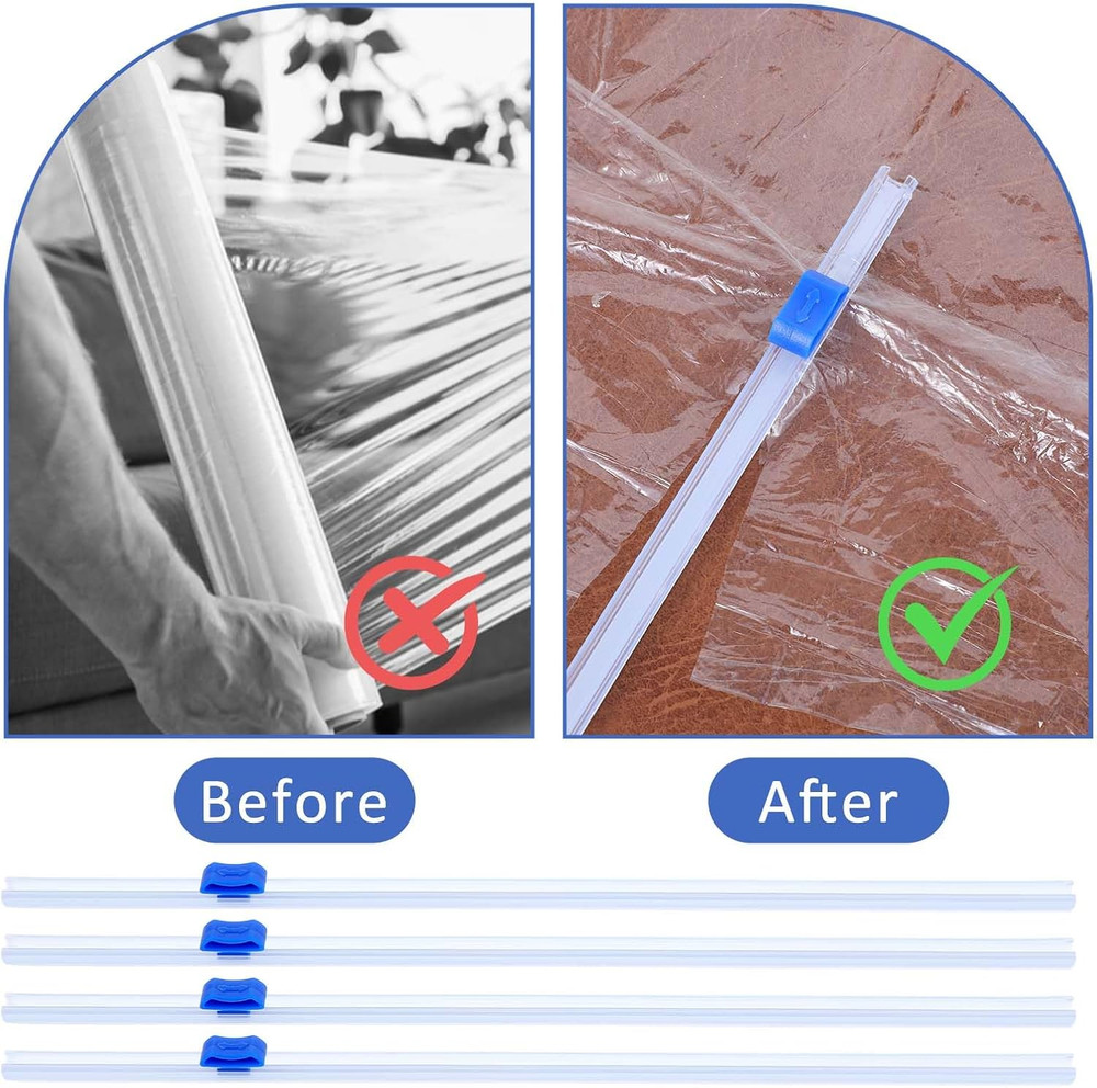 Plastic Wrap Cutter Slide Cutter 4 Pcs Self-Adhesive Replacement Quick Two Way P