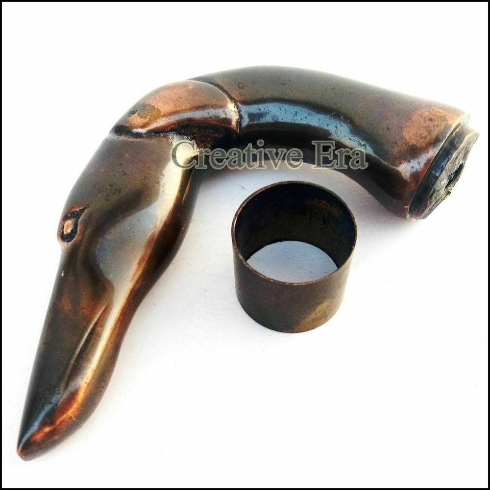 Antique Style Solid Brass Dog Head Only Handle For Walking Stick Canes Gift