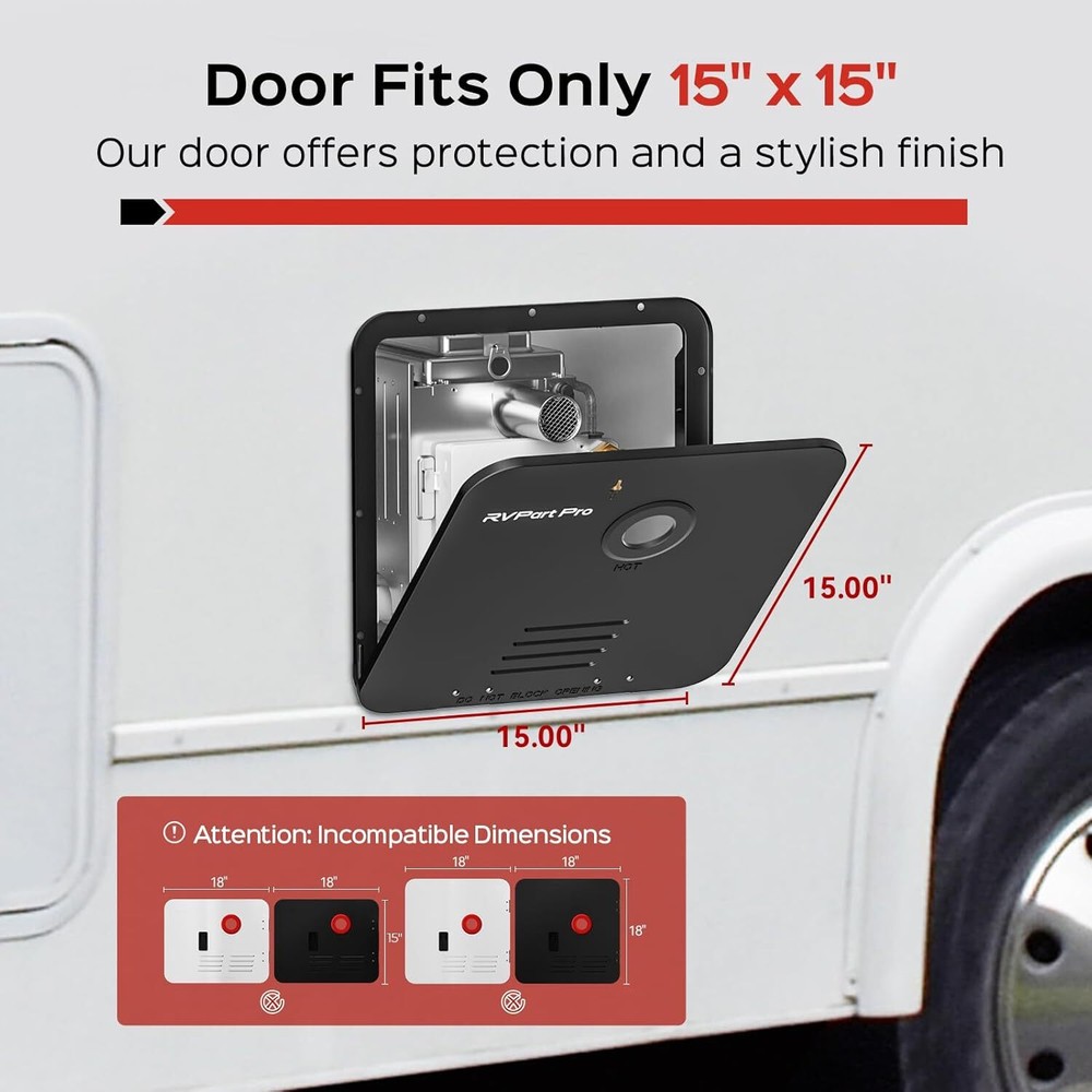 60,000 BTU RV Tankless Water Heater Propane Gas with 15x15 inchs Black Door 12V