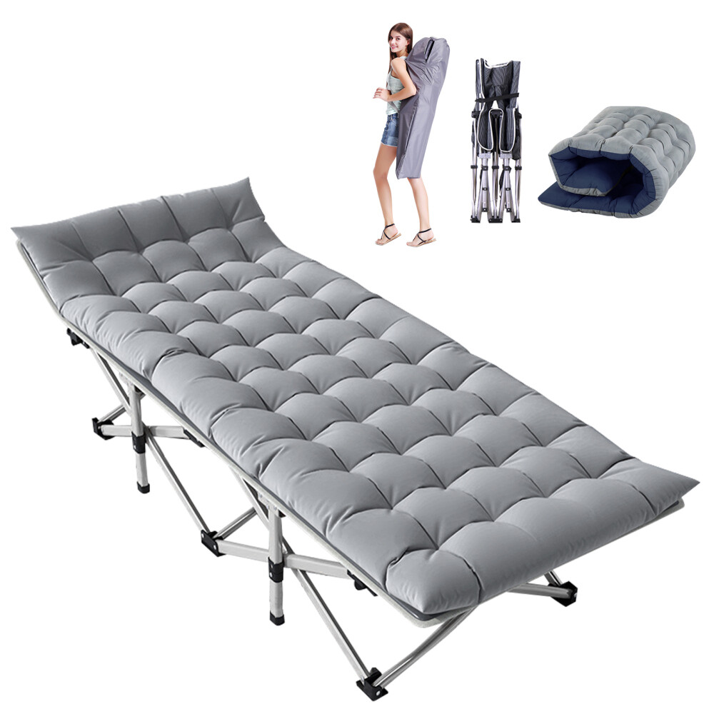MOPHOTO Camping Cot with Thick Pad Camping Bed Folding Cot 600LBS(Max Load)
