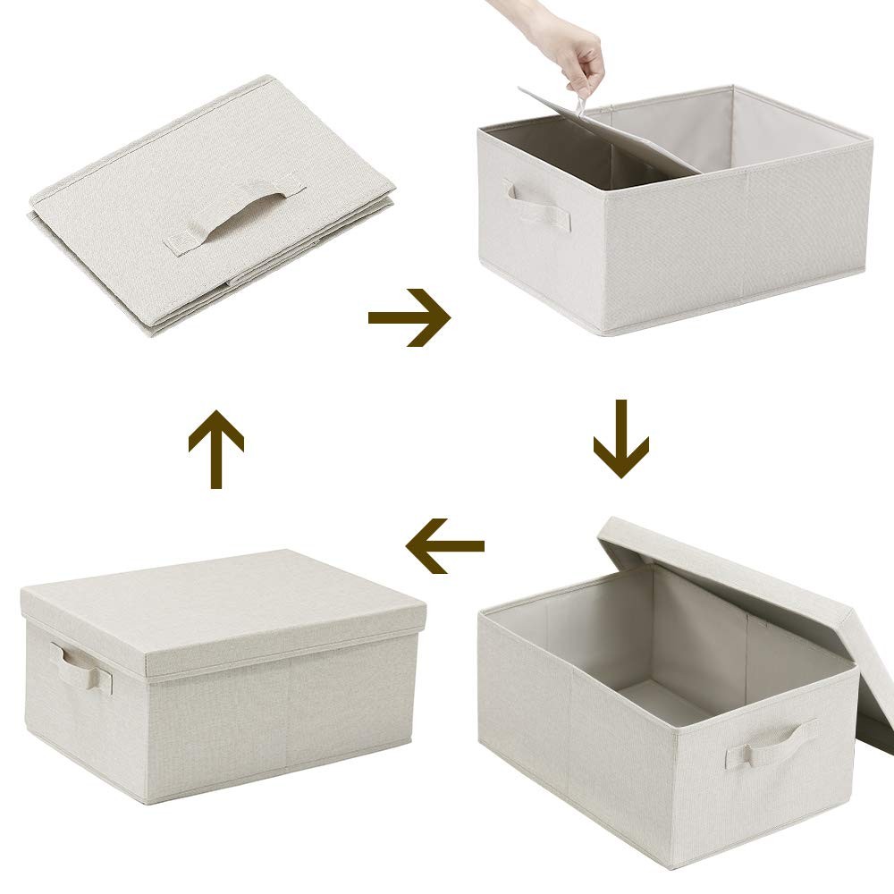 Foldable Storage Bins with Lids, 2 Pack, Storage Boxes with Carrying Handles ...