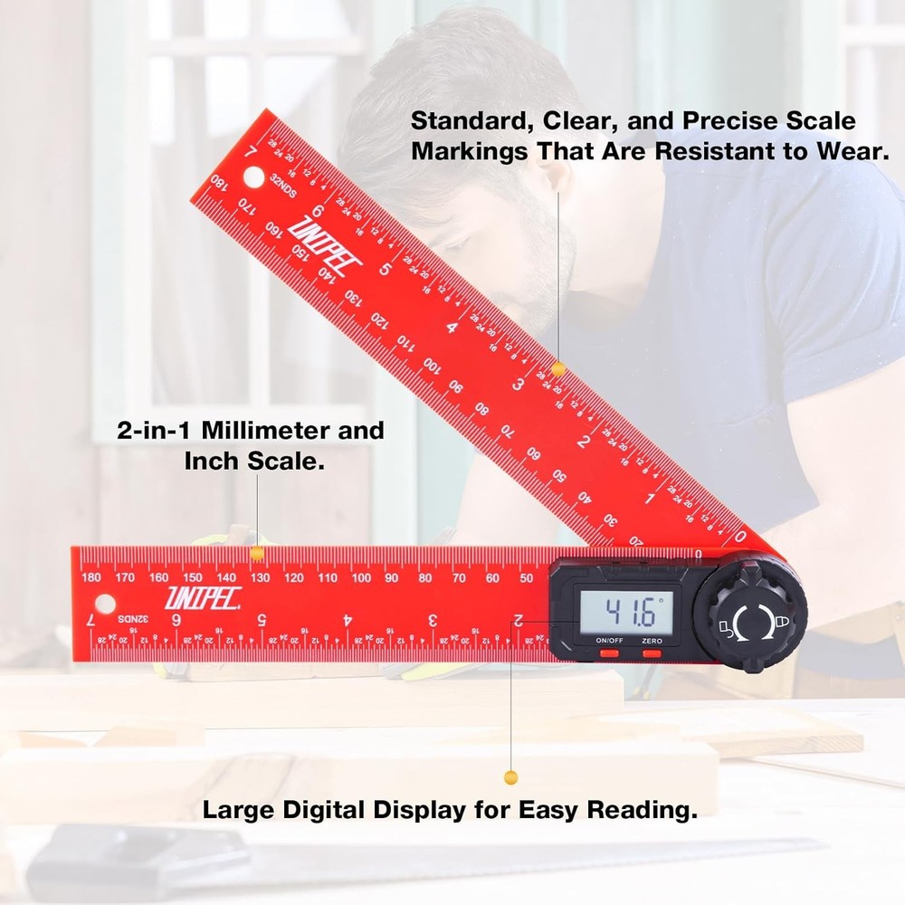 Digital Angle Finder Protractor, 7" / 200 mm Angle Measuring Tool with LCD Displ