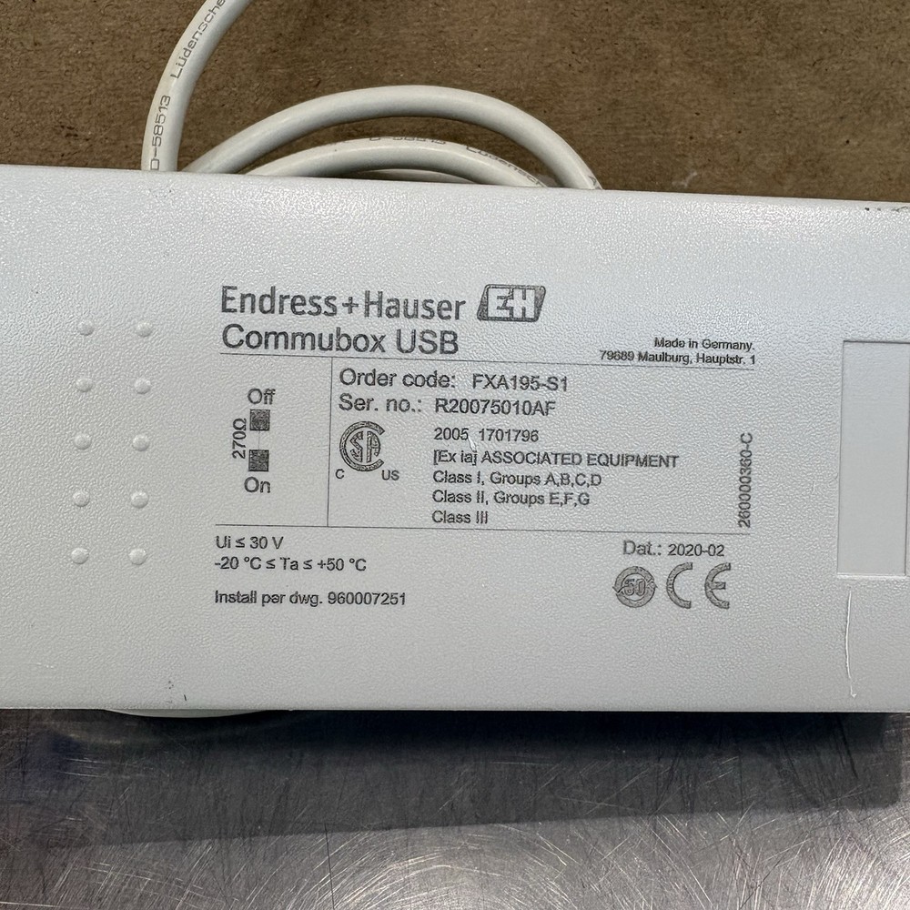 Endress+Hauser FXA195-S1 FXA195S1 Modem, Commubox, cCSAus IS, HART, USB Protocol
