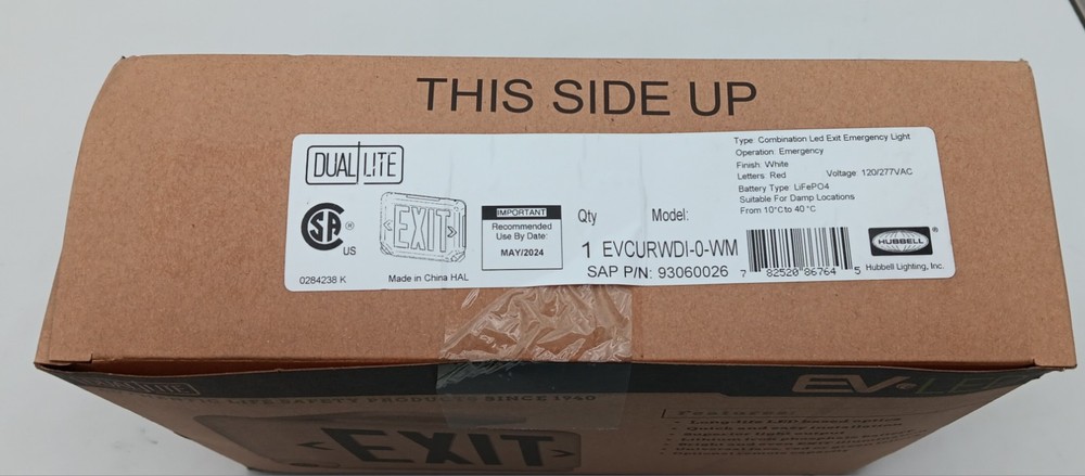 Dual-LiteExit/Emergency Light, Red Letters, White Finish